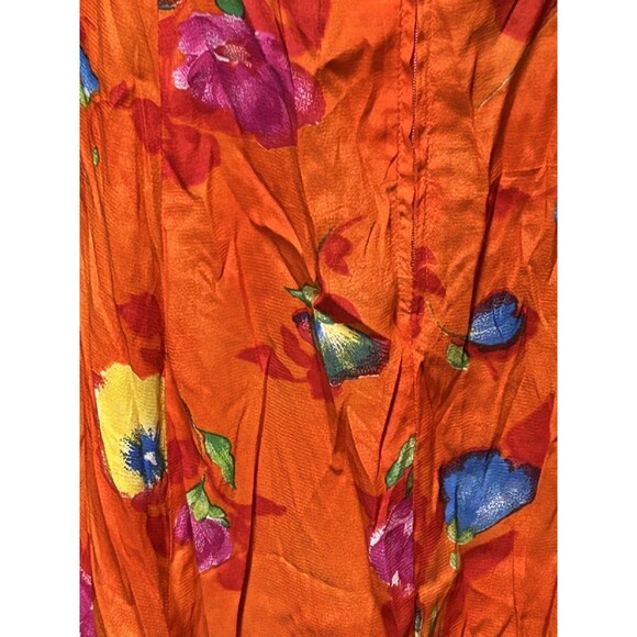 Vintage 1980s1970s Red‎ Flowy Floral Layered Long Maxi Capelet Chiffon Dress Lg - Picture 7 of 7